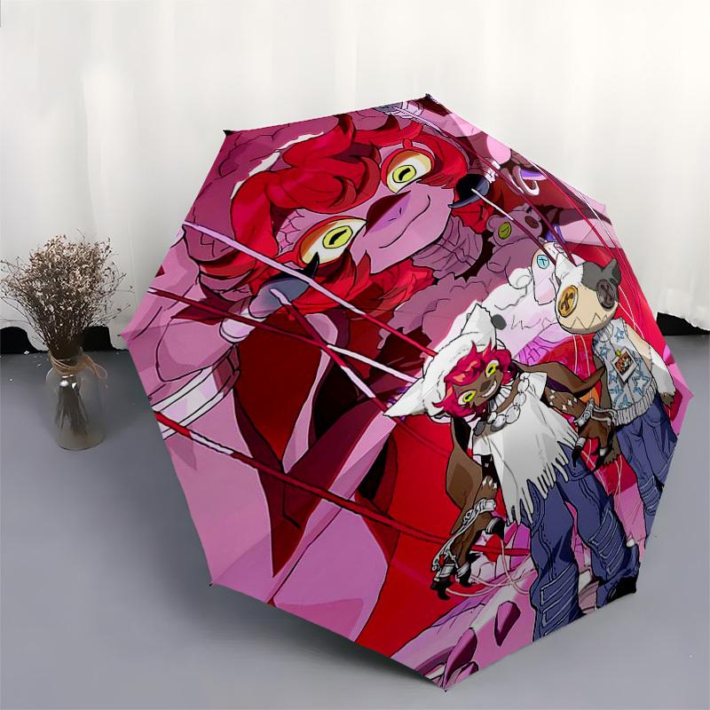 1pc Outdoor Umbrella with Monster Hunter Print - Automatic Opening/Closing, Portable 3-Fold Design, 8-Bone Iron Frame - Perfect Gift for Fans, Tr