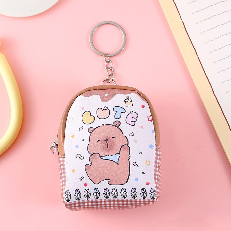 Creative Zipper Capybara Coin Purse Keychain Portable Kawaii Storage Bag  Cute Lipstick Bag Simple Earphone Bag Gifts