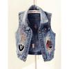 Spring and Autumn Denim Vest Women's New European Style Fashion Summer Short Tank Top Vest