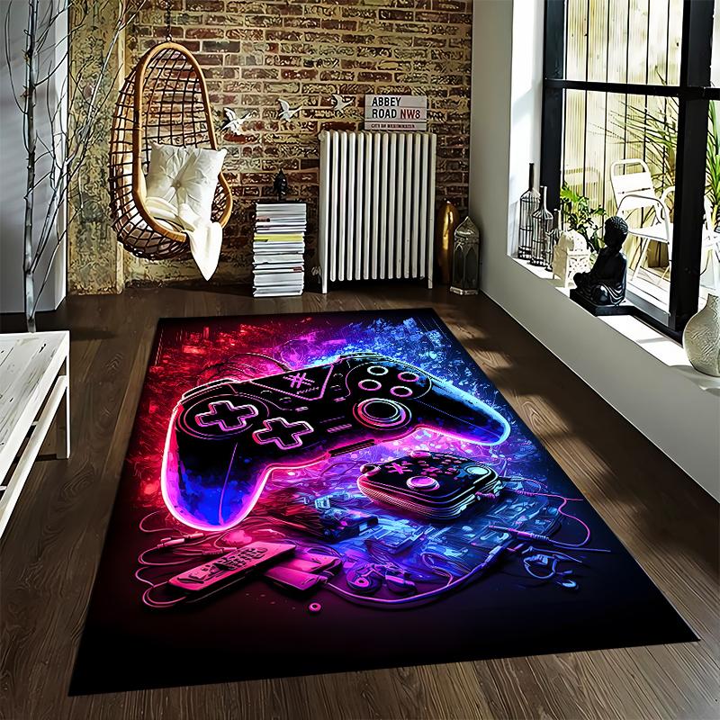Gaming Controller Neon Design Carpet for Bedroom or Living Room Decor Suitable for Use As an Anti-slip for Living Room Bedroom Sofas