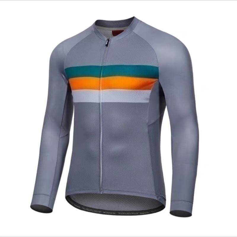 Mens Long Sleeve Cycling Jersey Breathable Moisture Wicking Bike Shirt Road Outdoor Sports