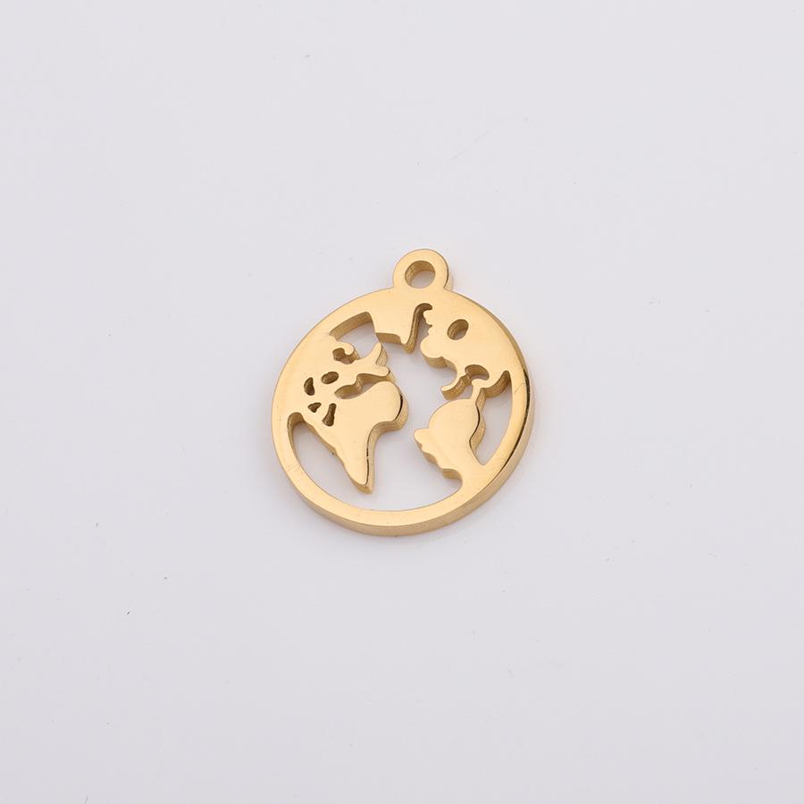 World Map Round Pendant - Titanium Steel Hollow Earth Jewelry Accessory