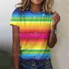 New Glitter Sparkling T-shirt Rainbow Color Printing Fashion T-shirt Short-sleeved Casual Beach Printing Top