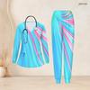 Women Plus Size Star Print Nurse Scrub Set V Neck Long Sleeve Pockets Red Blue White Two Piece