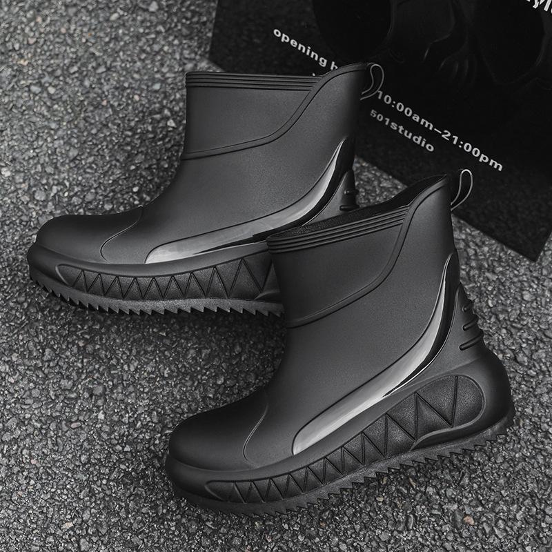 Fashion rain shoes men's short tube outer wear soft-soled waterproof shoes outdoor fishing shoes non-slip kitchen rubber shoes car wash shoes