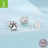 S925 Sterling Silver Cat Paw Print Stud Earrings Simple And Cute Pet Paw Mini Stud Earrings