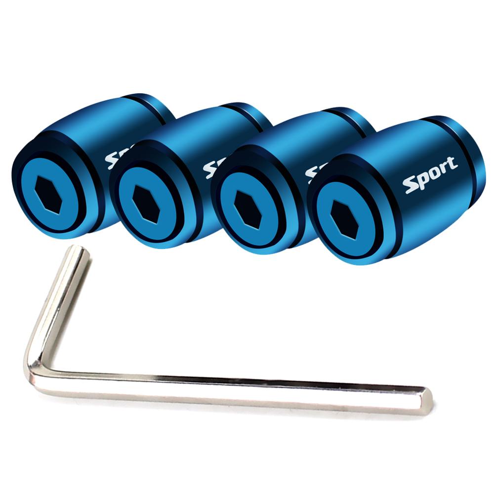

DSYCAR 1Set Fashion Zinc Alloy Anti-theft Sport Car Tire Valve Caps Wheel Tires Tire Stem Air Cap Airtight Cover for Car Styling синій