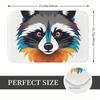 Light Gray Mat with Raccoon Illustration in Colorful Gradient Fur, Polyester Rug for Indoor Home Decor 1PC