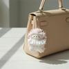 Cute Fluffy Sleeping Sheep Plush Pendant With Ruffle Collar Floral Print For Bag Decor Girl Gifts