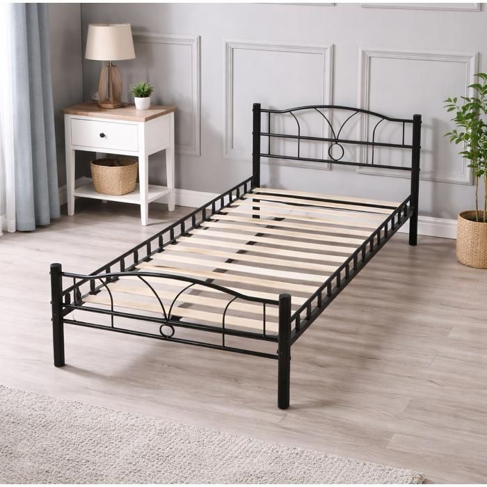 Cadre de Lit Metal 90x190 - KING OF DREAMS - Noir - Confort Optimal - Solidité Renforcée - Design Moderne