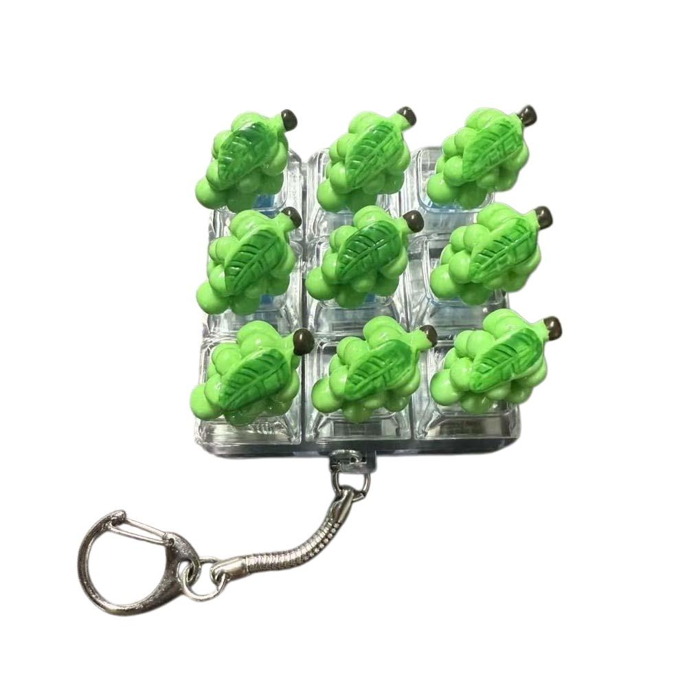 Cute Design Fruit Decompression Button Toy Transparent Dual-Tone Keyboard Keychain  Children's Bag