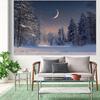 2D Plane 1 Piece of Winter Night Moonlight Snow Forest Background Fabric Suitable for Parties and Birthdays