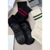 Einfarbige Yogasocken aus Baumwolle bis zur Mitte der Wade, rutschfeste Sportsocken mit Silikonunterseite, für Damen, für Indoor-Fitness, Trampolin, Tanz, Pilates