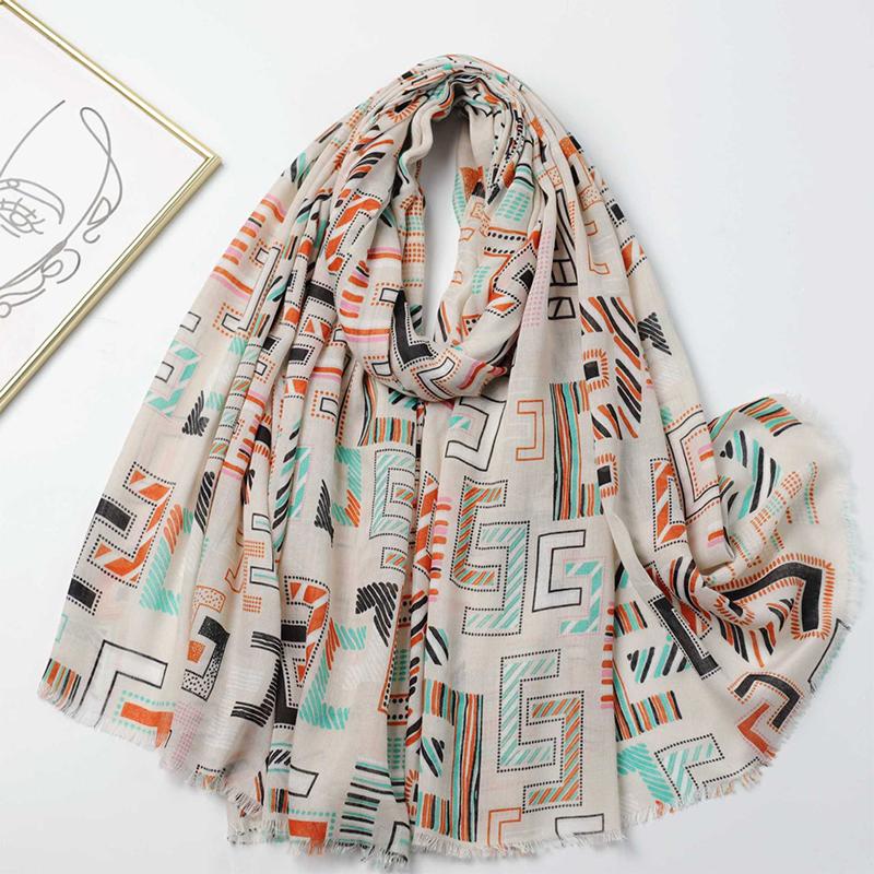 2024 New Fashion Print Ladies Women Scarf Female Cotton Linen Shawl Tassel Four Seasons Muslim Hijab Wrap 90*180cm