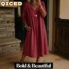 QICED Fashion Summer Spring Solid Color Print V-Neck 1/2 Sleeves Casual Dresses