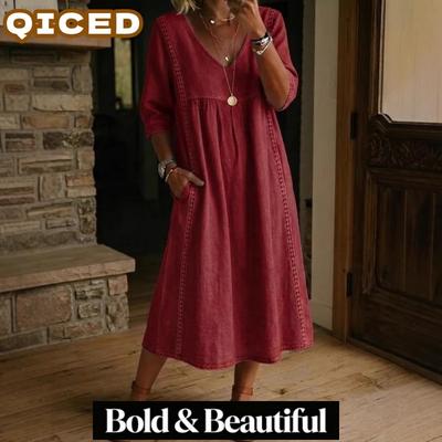 Fashion Summer Spring Solid Color Print V-Neck 1/2 Sleeves Casual Dresses