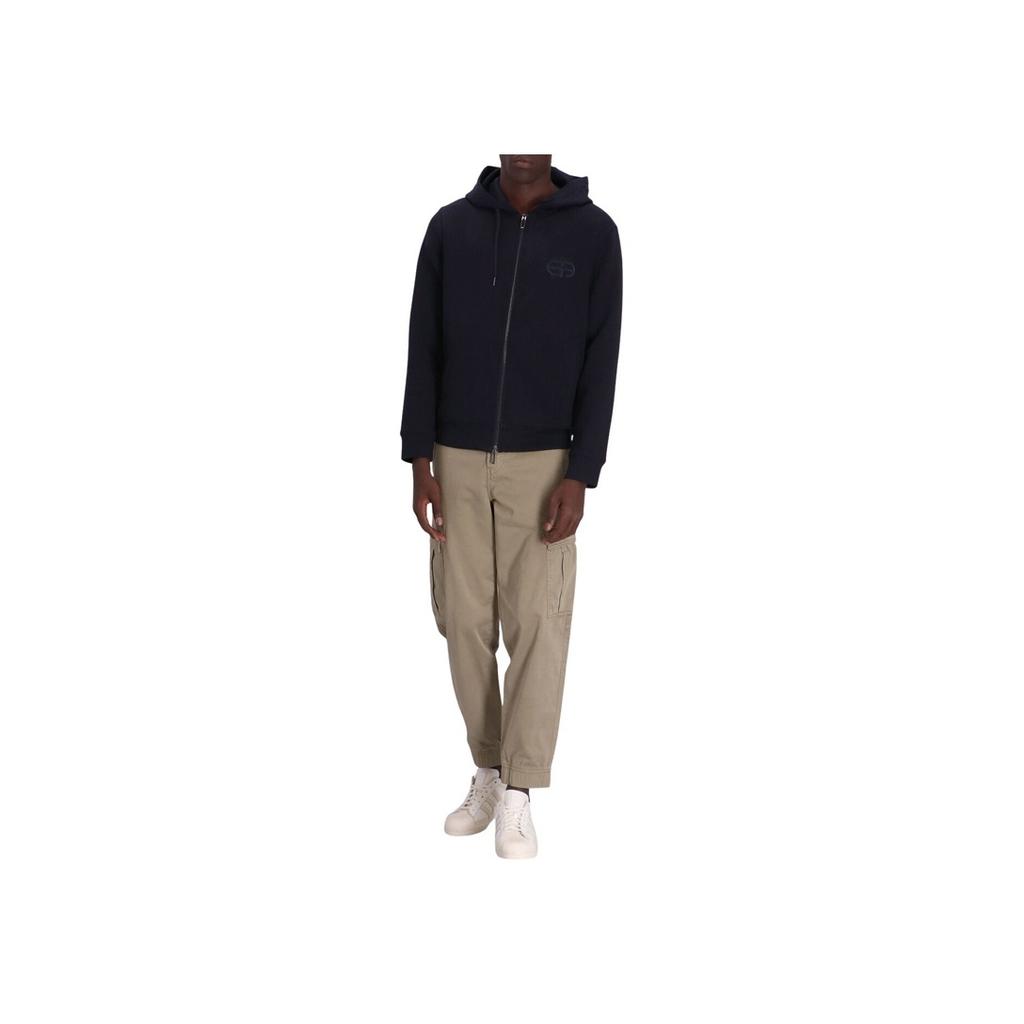 Emporio Armani SS23 Solid Color Logo Embroidered Hooded Jacket Men jackets Navy-Blue 8N1ML61JHSZ0920