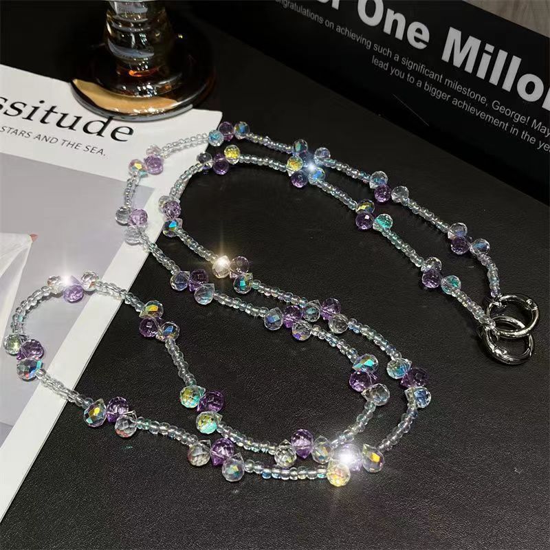 Pvc Beaded Phone Lanyard With Card Holder For Men And Women