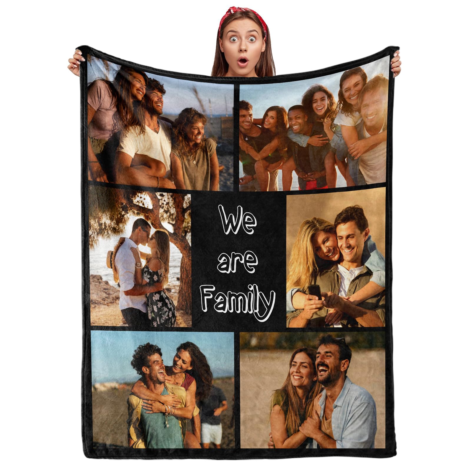 Couple Gifts Custom Blanket with Photos Personalized Flannel Throw Blankets Gifts for Boyfriend Girlfriend Customized Blanket 75X95CM