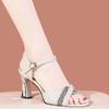 Maogu Women Peep Toe Sandals Summer Dress Leather Elegant Woman Shoes with Medium Heels 2024 Soft Comfort Buckle Strap Sandal 41