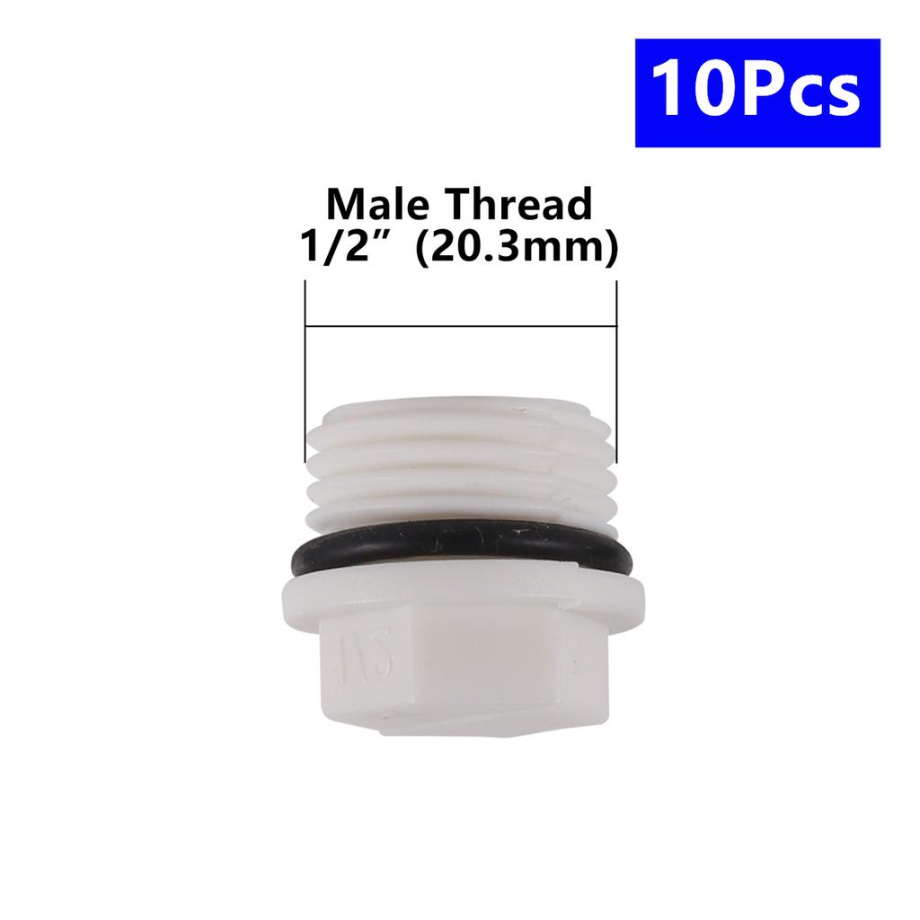 Garden Water Pipe End Connector Plastic and Stainless Steel 1/2'' 3/4'' 1'' Male/Female Thread End Cap PVC Tube Sealing Fittings