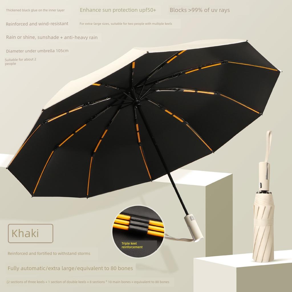 Fully Automatic Large Umbrella, Thickened and Reinforced, Foldable, Sunshade, Uv Protection, Dual-Use for Sun and Rain, Suitable for Men and Women
