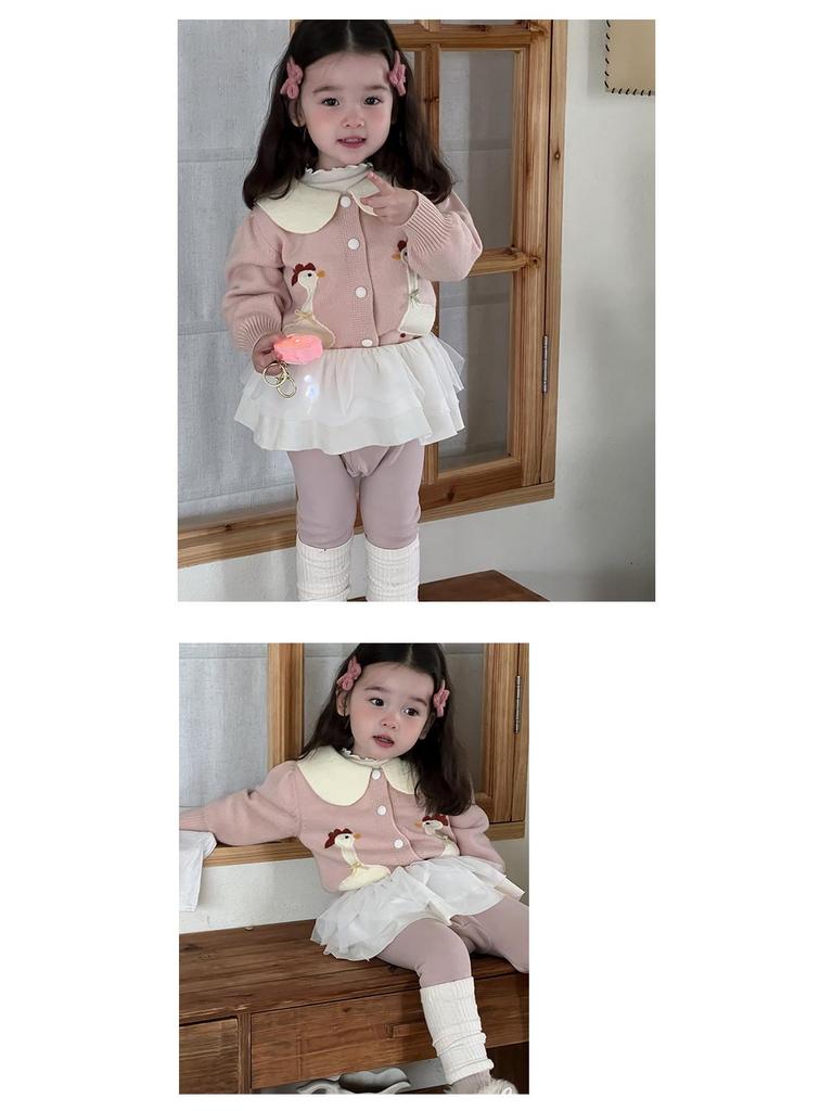 Girls' Winter Sweater and Fleece-Lined Leggings Set - Korean Style