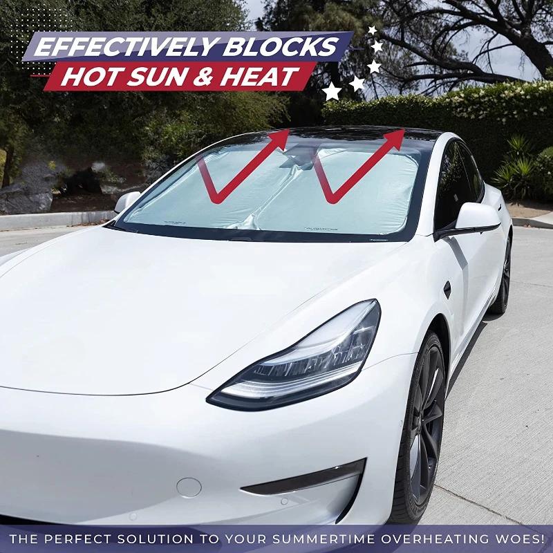 Windshield Sun Visor Foldable Sun Shade Cover For Tesla Model Y Juniper/Model3 Highland Front Window UV Protection 2025-2025