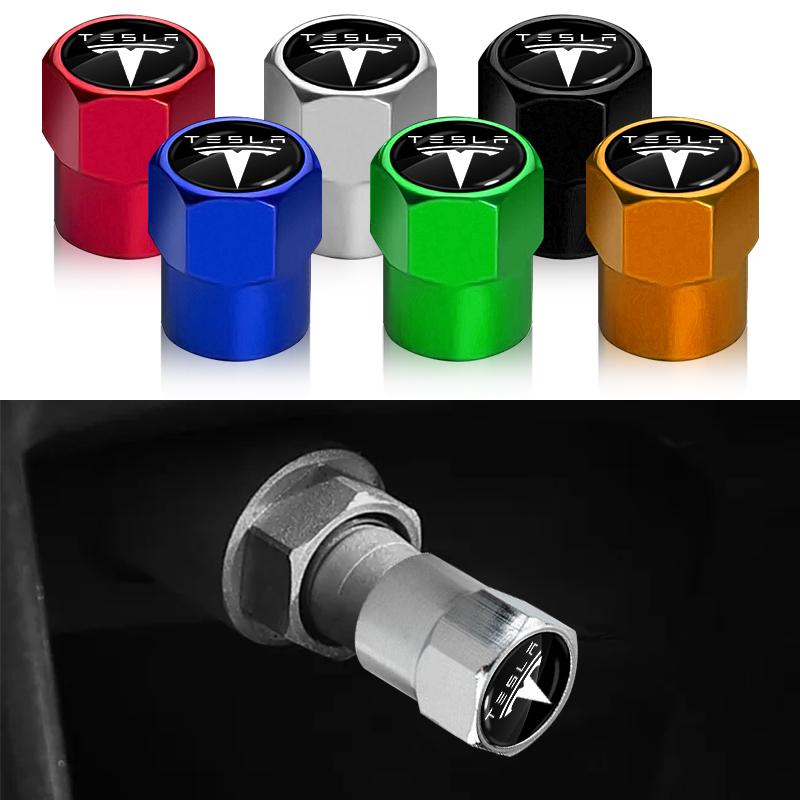 4Pcs Car Wheel Tires Bolt-in Valve Caps Badge Car Accessories For Tesla Model 3 Model X S 2016-2020 Decals TM3 TMX TMS Decal