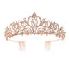 Baroque Champagne Crystal Wedding Crown Princess Bridal Tiaras Comb Headband Birthday Dance Headdress Girls Diadem Hair Jewelry