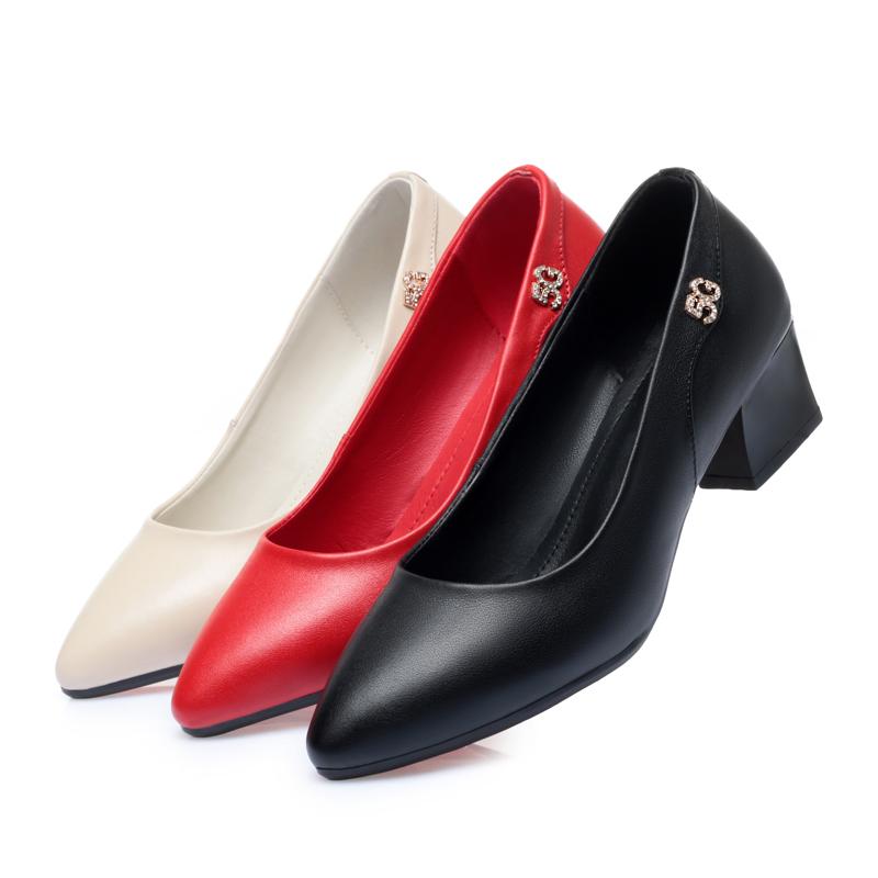 Fashion AIYUQI Wedding Shoes Women 2025 Spring New Women Shoes Red Genuine Leather Pointed Toe Professional Fashion Single Shoes Women