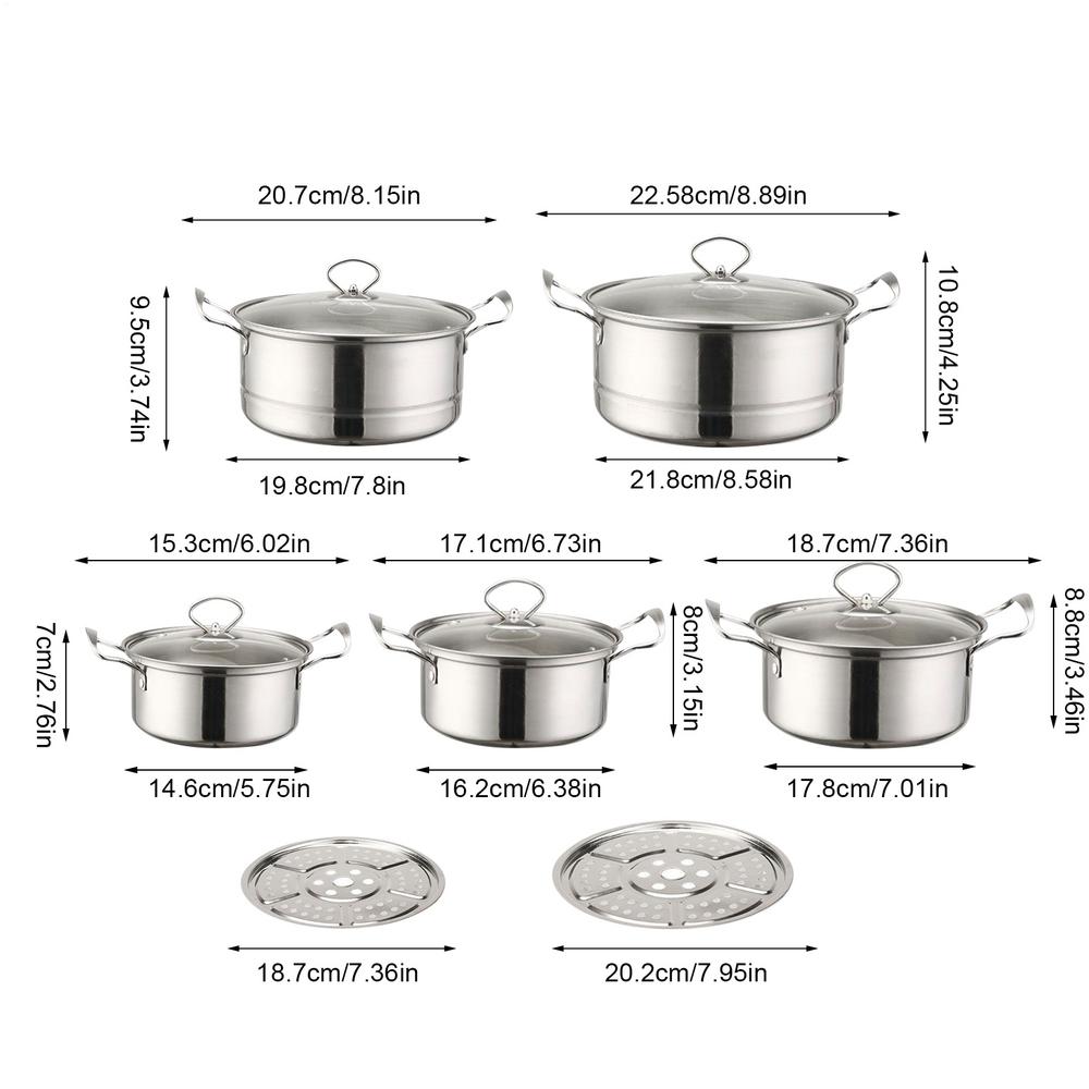 1 Set Stainless Steel Cookware Set Multi-Purpose Compatible Stoves Non-Stick Scratch-Resistant And Dishwasher Safe Stove supply