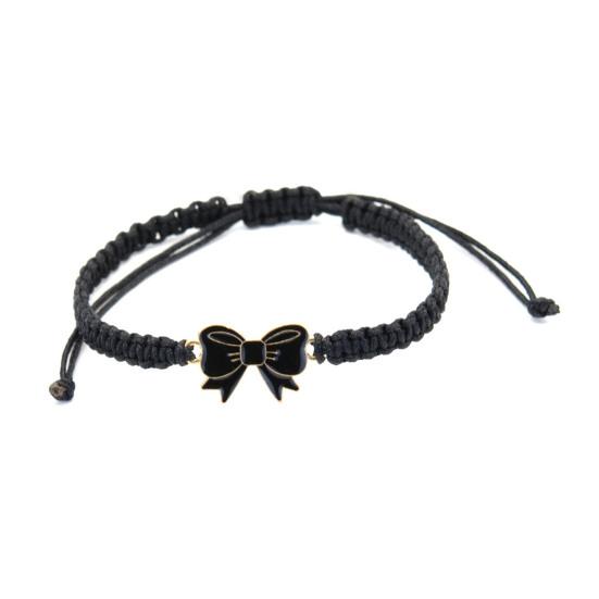 Bow Braided String Bracelet Adjustable String Rope Bracelet Handmade Friendship Gift Butterfly Cheerleader Wristlet for Friends Cheer Dance Team