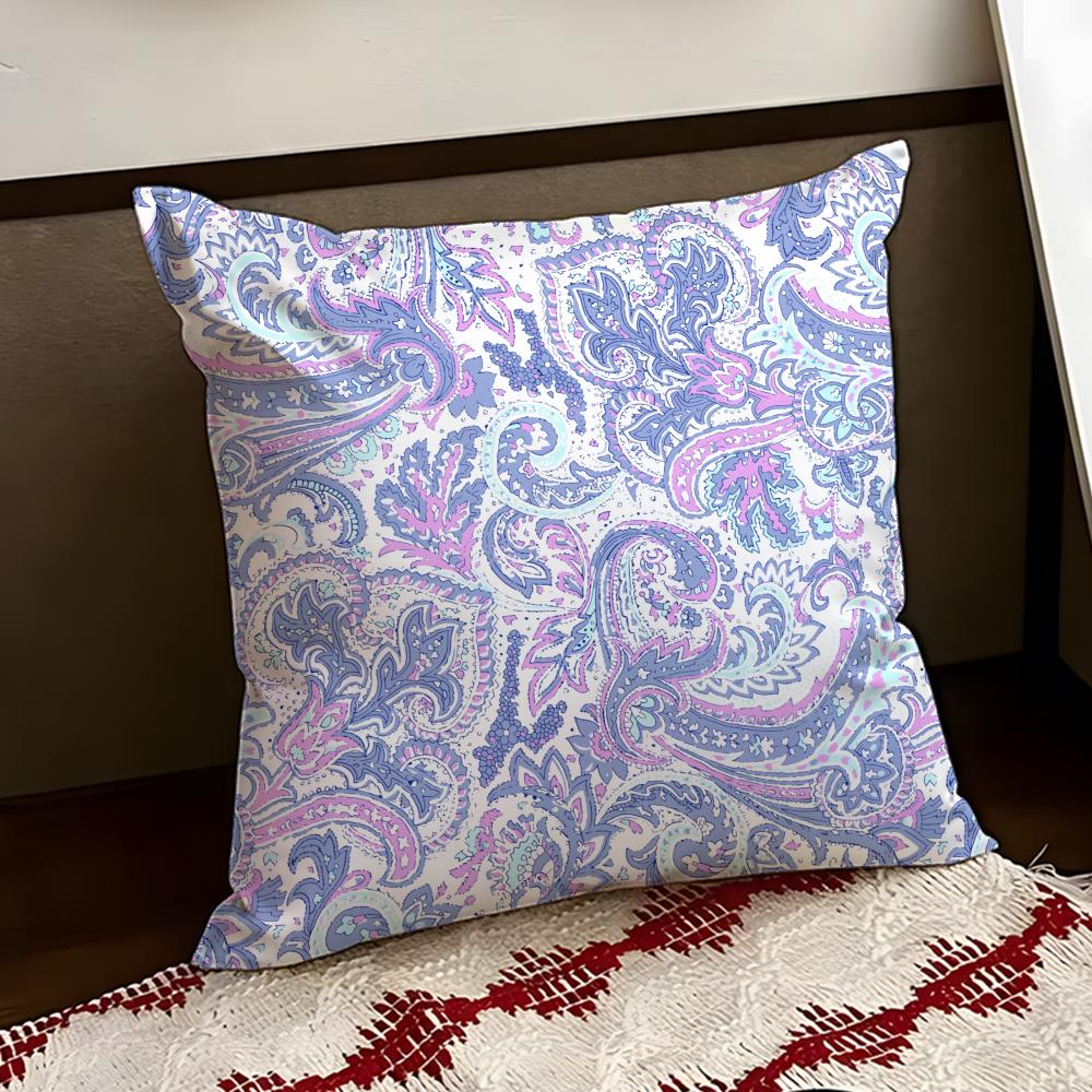 Paisley Bandana Pattern Cushion Cover Reversible Soft Durable Pillow Cover Home  Car MultiScene Use for Daily Comfort