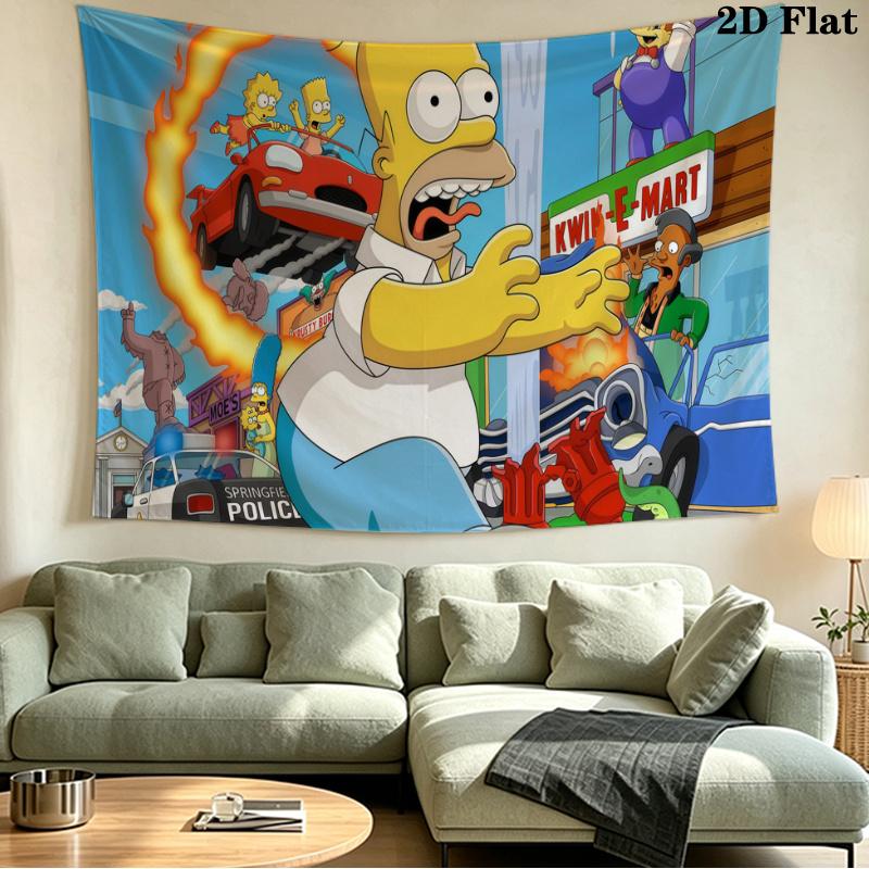 The Simpsons Wall Tapestry Aesthetic Wall Hanging Printed Fabric Blanket Decorative Tapestries for Bedroom Living Room Home Decor