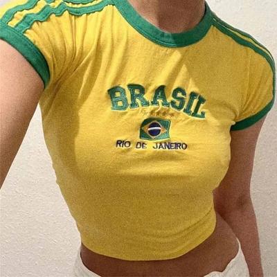 Maglietta casual a maniche corte con taglio anni '90 da donna Y2k, abbigliamento da strada