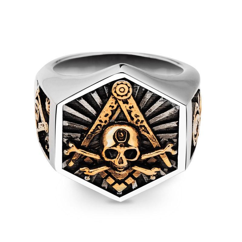 Adjustable Skull Ring Men Women Vintage Punk Hip Hop Statement Jewelry Geometric Asymmetrical Plated Finger Adjustable Open Band