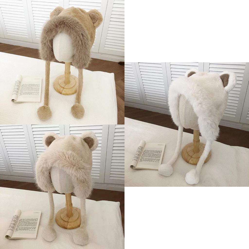 Cute Bear Ear Plush Hat Thickened Warm Winter Knit Cap Fashionable Small Lei Feng Hat