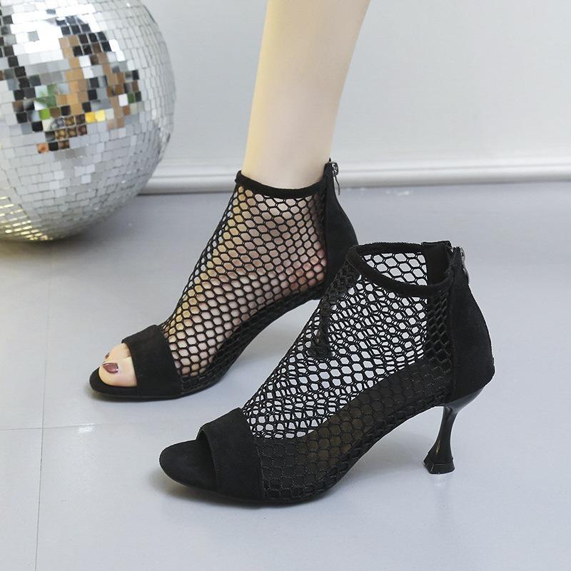 Sandal Boots Women Fine Heel Back Zipper Fish Mouth Sandals