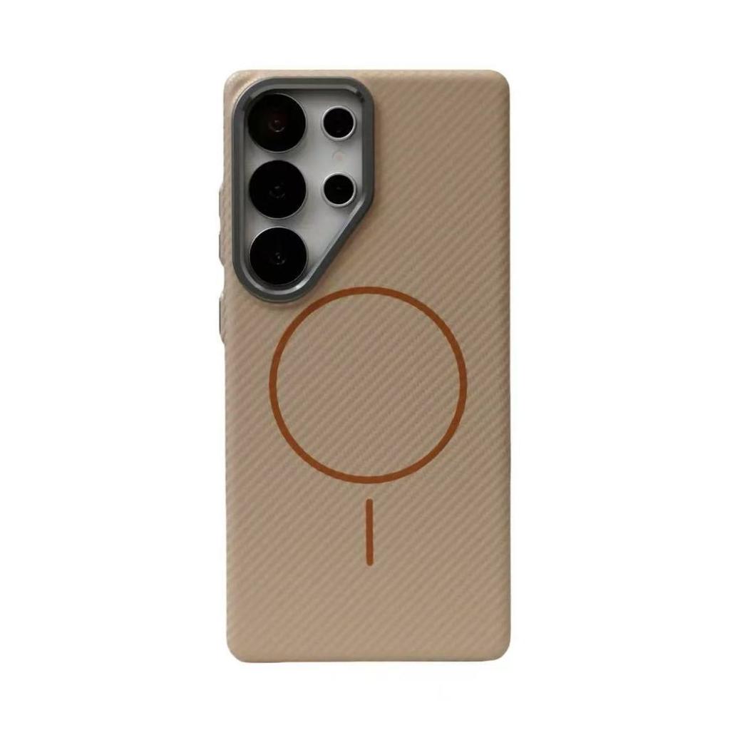Carbon Fiber Pattern Phone Case for Samsung Galaxy S25Ultra- Metal Frame Magnetic Ring Shockproof Cover On Samsung S25/S25 Plus/25 Ultra/S24 Ultra