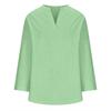 Women's Cotton Linen Shirt Loose Casual Long Sleeve Top with Stand Up Collar