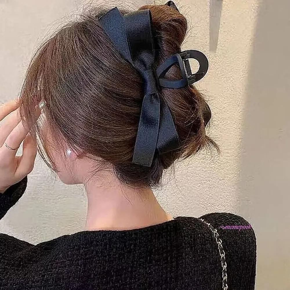 Ribbon hair clip, ribbon pin, ribbon pin, large ribbon, hair updo, hair clip, black hair clip, black ssu864 ribbon hair clip