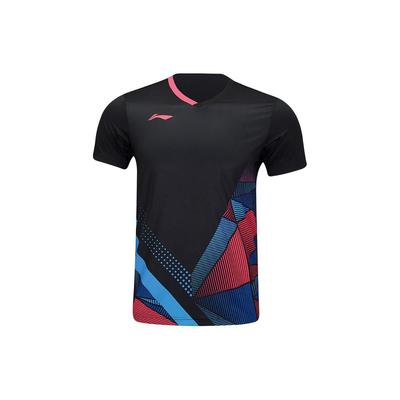 Color Block Breathable Sports Short Sleeve T-Shirt Unisex Tops Black AAYU129-1