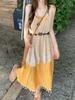 Bohemian Korean-Style Tassel Camisole Dress & Layered Lace Cover-Up Set for Women (Summer)