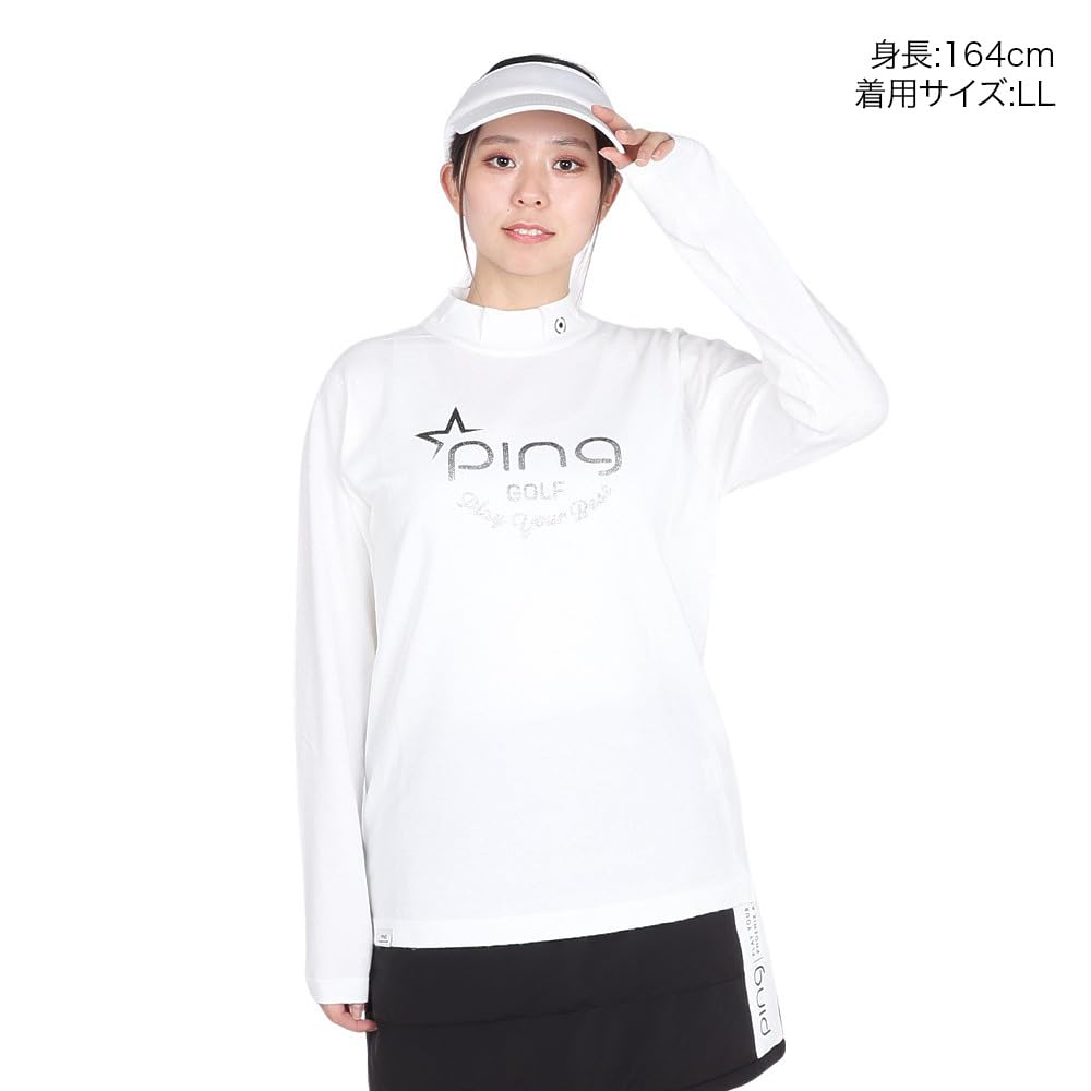 Long Sleeve High Neck Knit Golf LL [Pin Apparel] Women's (Logo Print) / / 622-4275002 030_White