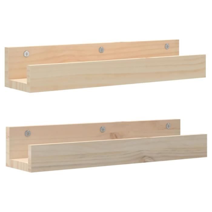 823584 vidaXL Wall Shelves 2 Pcs 50x12x9 Cm Solid Pine Wood