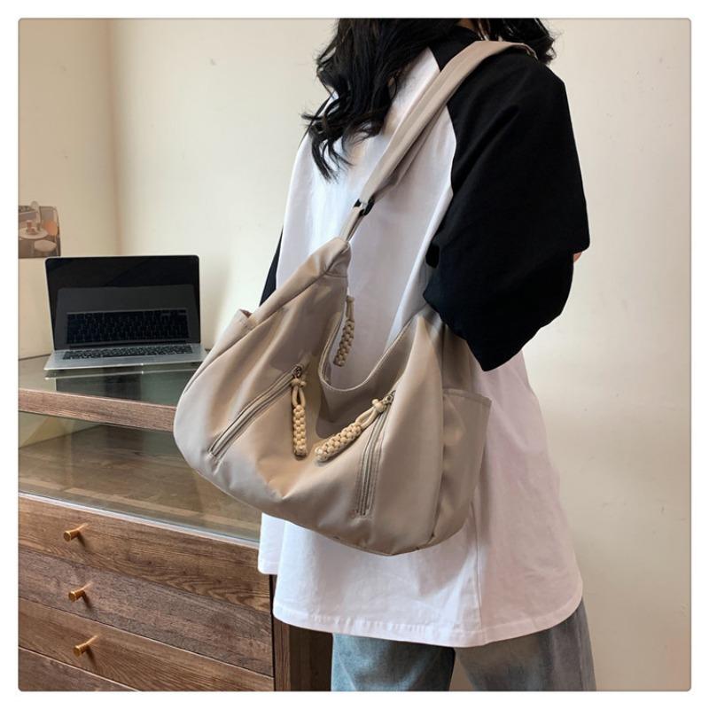 High Aesthetic Fashion Commuter Large Capacity Shoulder Bag Women Casual College Student Class Tote Bag Wide Strap Crossbody Bag