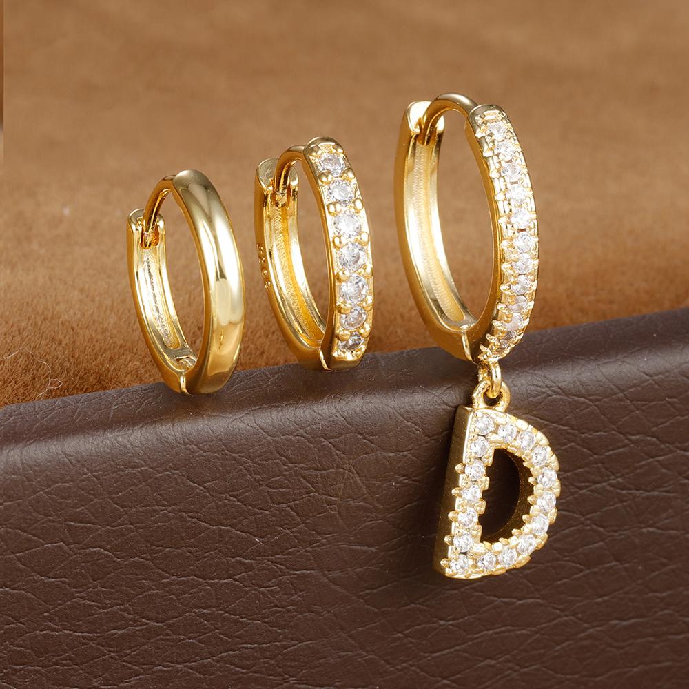 3PCS Trendy Stainless Steel Initial A-Z Letter Hoop Earrings Set For Women Fashion Huggies Cartilage Helix Piercing Jewelry
