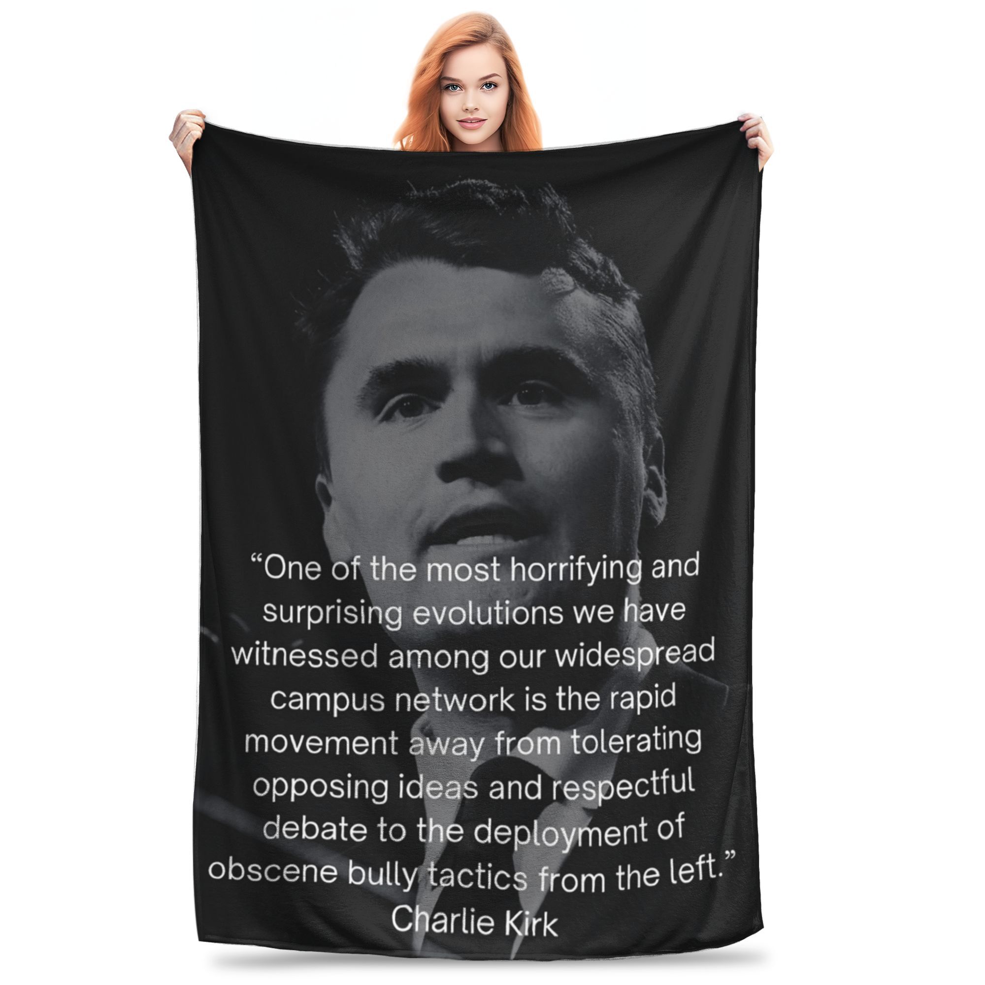 

Funny Charlie Kirk Quote Blanket Super Soft Velvet Cozy Throw Blankets Machine Washable 130x150cm