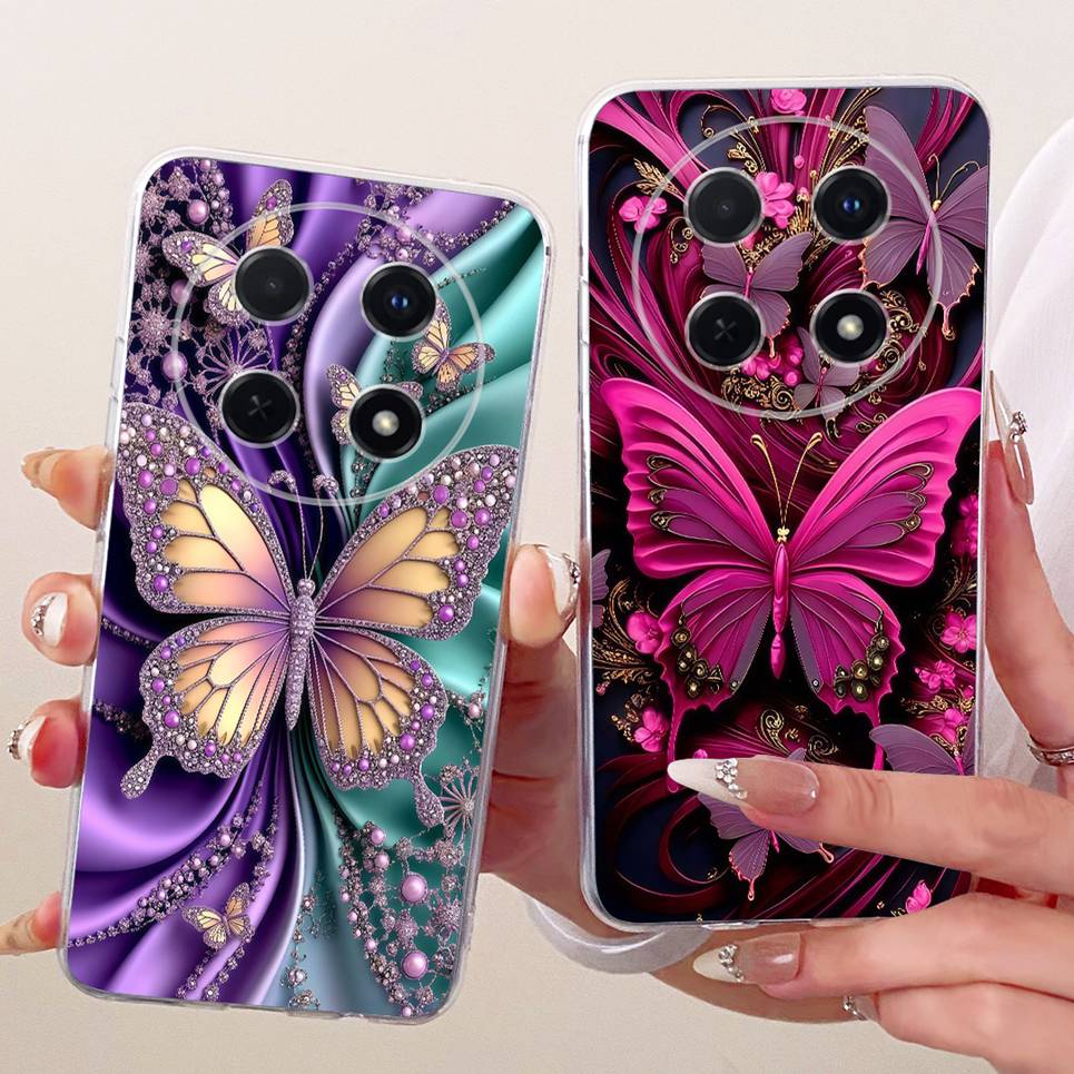 Luxury Flower Butterfly Bow Pattern Casing For Huawei Nova 13i 12i 11i Back Cover Clear Soft Silicone Phone Case For Nova 12 13